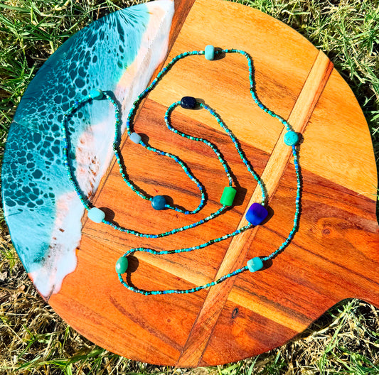 Ocean Vibes Crystal and Beads Necklace